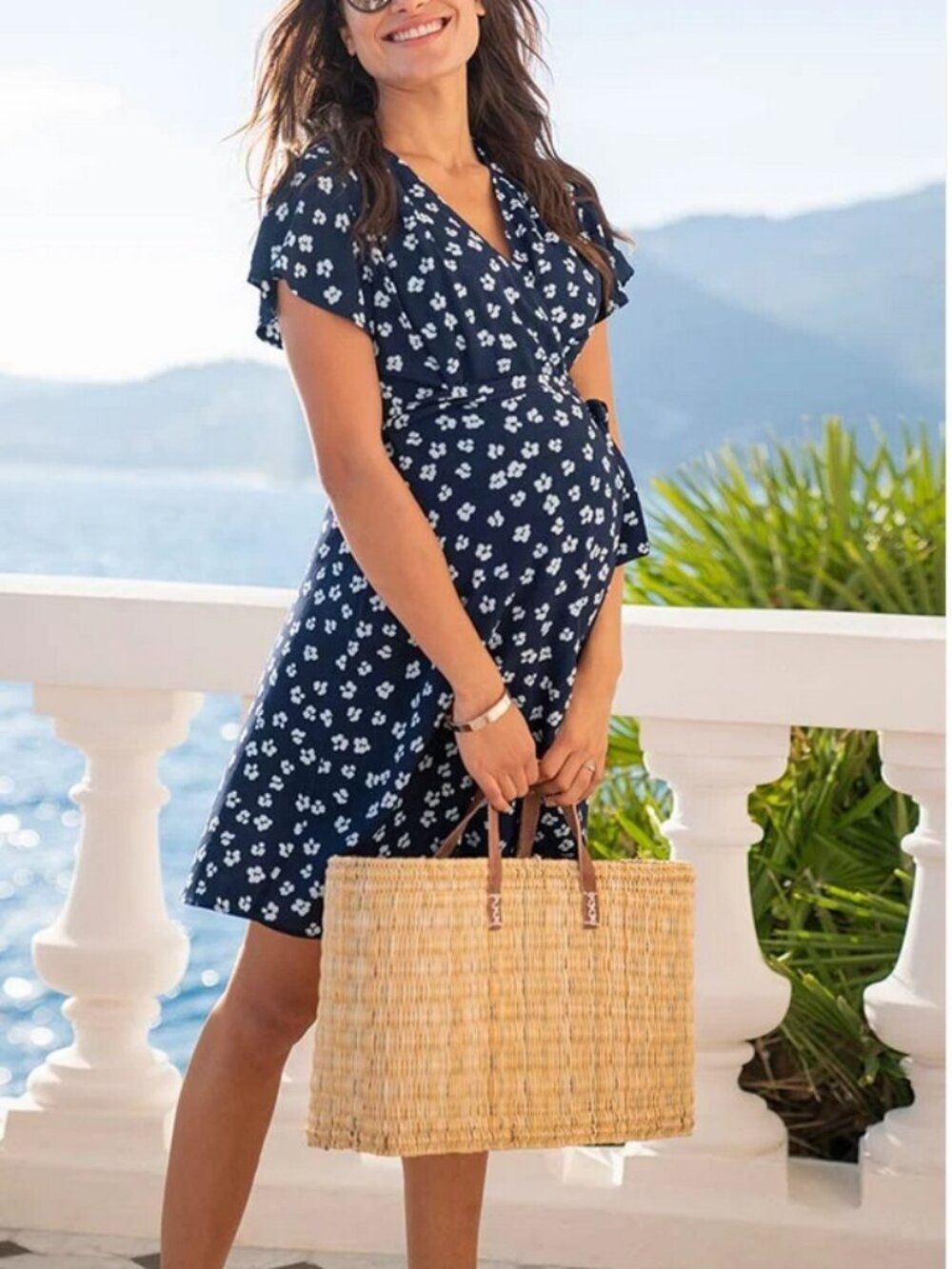 Seraphine Maternity Flutter Sleeves Wrap Dress Size 10